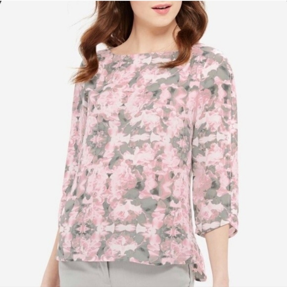 The Limited Floral Blouse in Pink and Gray